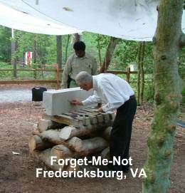 Click here for tour.Since 1993 the USDA Forest Service has sponsored a stone carving project at the Boy Scout of America National Jamboree held every four years at Fort A.P. Hill in Virginia.  Four sculptures have been created (1993, 1997, 2001, 2005) and all are on display in the Forest Service Headquarters (Sidney Yates Building) in Washington, D.C.The Forget-Me-Not sculpture (2005) was designed to honor the lives of Alaskans Michael J. Shibe, 49; Mike Lacroix, 42; Ronald H. Bitzer, 58 and Scott Edward Powell, 57, who were tragically killed at the Boy Scout Jamboree on July 25, 2005.